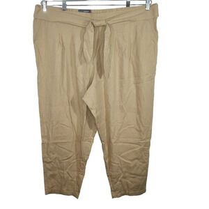 Who What Wear Trouser Pants Women Size 3X Tan Pullon Linen Rayon Tapered Beach